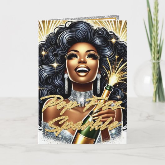 Die glamouröse Afroamerikanerin - Neujahrskarte Feiertagskarte (Vorderseite)