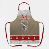 Die glänzende rote, graue Hirsche, Monogram Schürze (Vorderseite)
