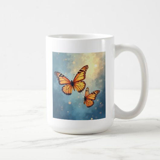 Die glänzenden Schmetterlingsfliege-Tasse Kaffeetasse (Rechts)