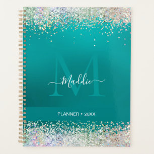 Die glatte, aquamarine metallische Monogram Planer