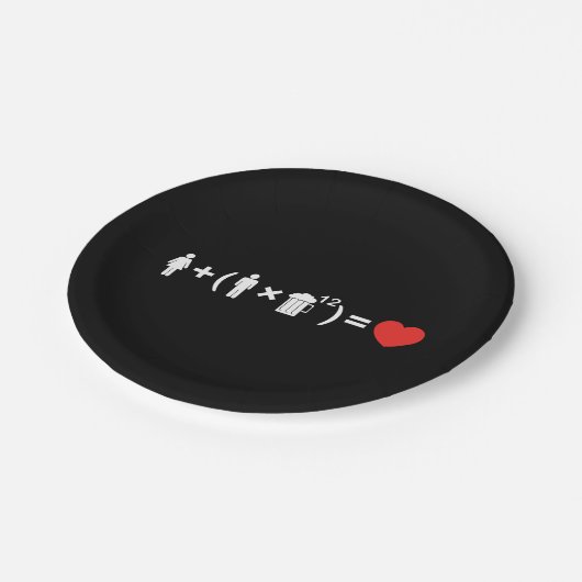 Die Gleichung der Liebe für Männer Pappteller (Schrägansicht)