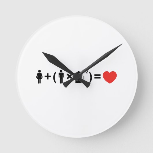 Die Gleichung der Liebe für Männer Runde Wanduhr (Vorderseite)