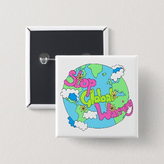 Die globale Erwärmung stoppen | Button (Vorne & Hinten)