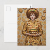 Die glückliche Cheeseburger Lady Postkarte (Vorne/Hinten)