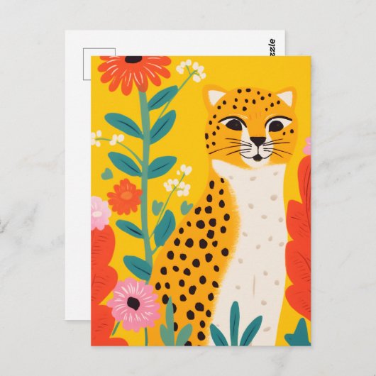 Die glückliche Cheetah Postkarte (Vorne/Hinten)