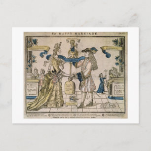 Die glückliche Ehe (schablonenfarbener Holzschnitt Postkarte