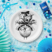 Die glückliche Erntedank-Schwein und Türkei Pappteller (Party)