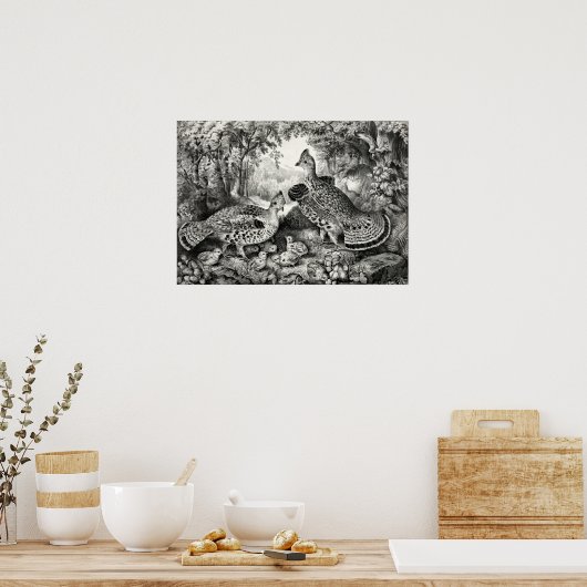 Die glückliche Familie - Ruffed Grouse and Young - Poster (Küche)