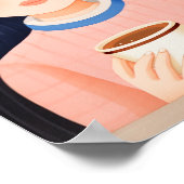 Die glückliche Frau im Café Poster (Ecke)