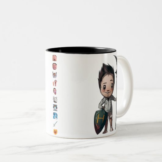 Die glückliche Gewindebohrer-Tasse mit Emote Zweifarbige Tasse (VorderseiteRechts)