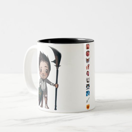 Die glückliche Gewindebohrer-Tasse mit Emote Zweifarbige Tasse (Vorderseite Links)