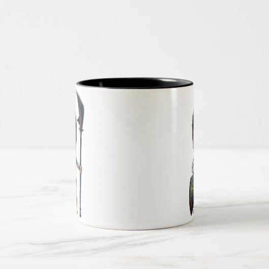 Die glückliche Gewindebohrer-Tasse Zweifarbige Tasse (Mittel)