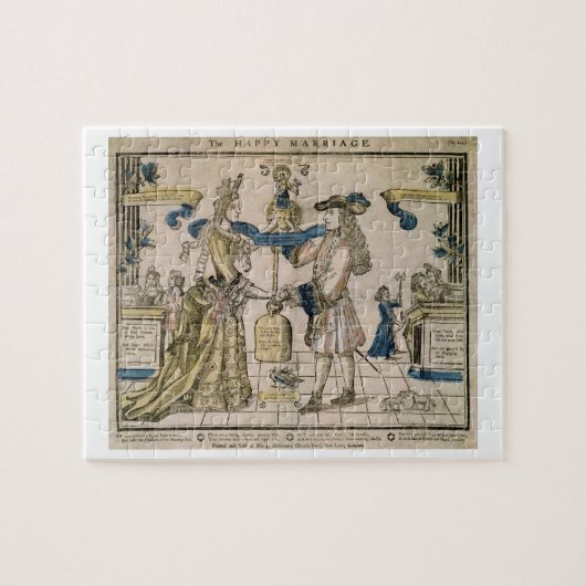 Die glückliche Heirat (Schablone farbiger Puzzle (Horizontal)