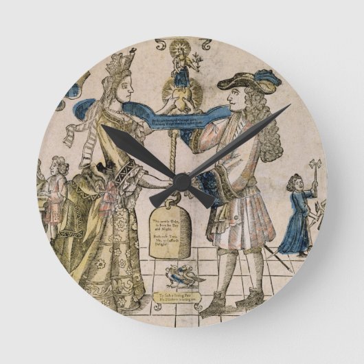 Die glückliche Heirat (Schablone farbiger Runde Wanduhr (Vorderseite)