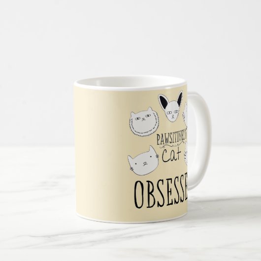 Die "glückliche Katze besessen" Kaffeetasse (VorderseiteRechts)