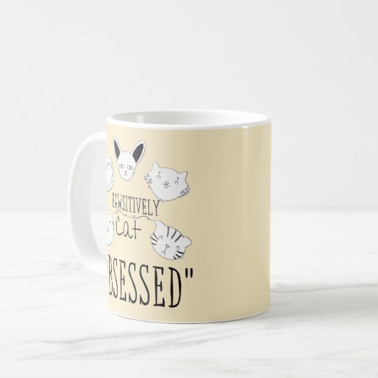 Die "glückliche Katze besessen" Kaffeetasse (Vorderseite Links)