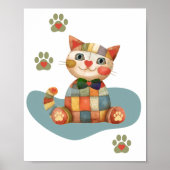 Die glückliche Katze Bunte Patchwork Anpassung Poster (Vorne)