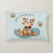 Die glückliche Katze Farbige Patchwork-Design Dekokissen (Vorderseite)