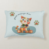 Die glückliche Katze Farbige Patchwork-Design Dekokissen (Rückseite)