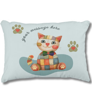 Die glückliche Katze Farbige Patchwork-Designs Dekokissen