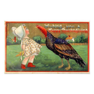 Die glücklicher Erntedank-kleines Mädchen und Fotodruck