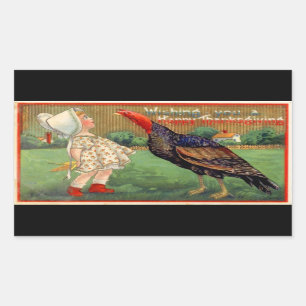 Die glücklicher Erntedank-kleines Mädchen und Rechteckiger Aufkleber