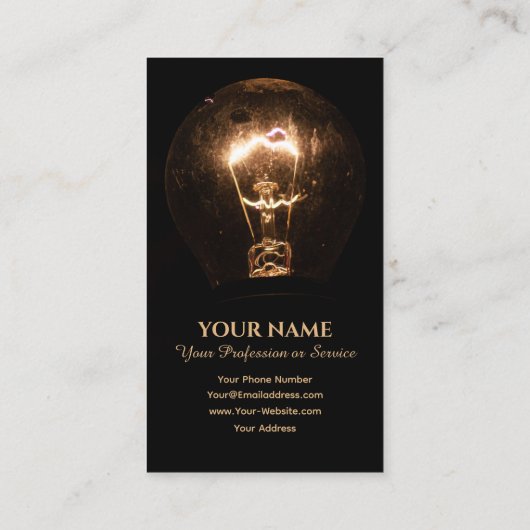 Die Glühbirne des Lichtes strahlt die Dunkelheit a Visitenkarte (Rückseite)