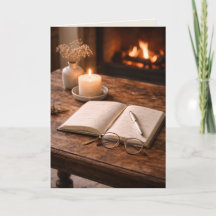 Die Glut der Einsamkeit Kamin Stillleben Art Card