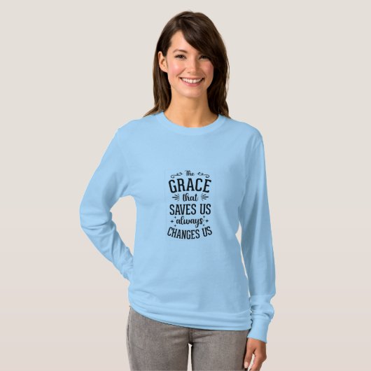 "Die Gnade, die Rette" Basic Long Sleeve T - Shirt (Vorne ganz)