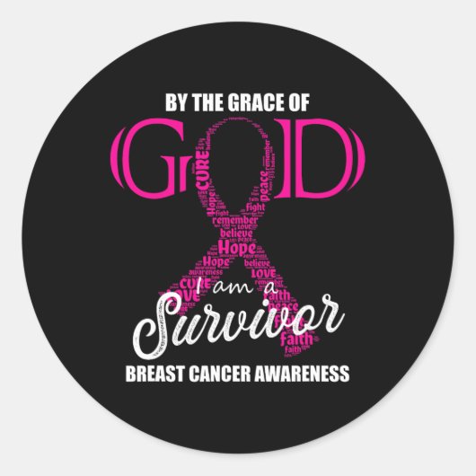 Die Gnade Gottes bin ich ein Brustkrebsüberlebende Runder Aufkleber (Vorderseite)