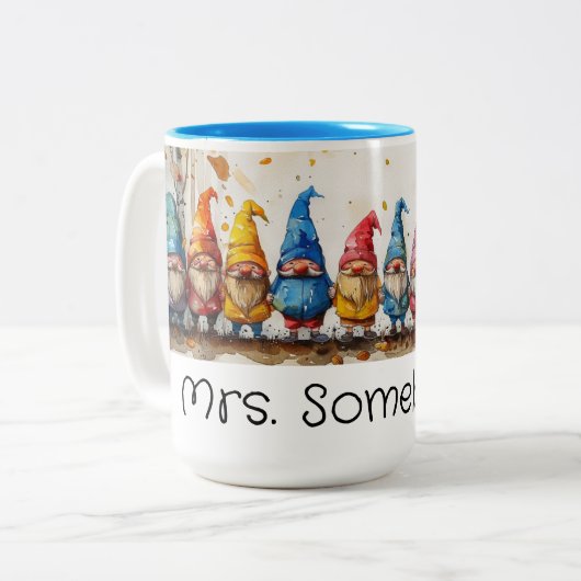 Die Gnome im Bus Zweifarbige Tasse (Vorderseite Links)