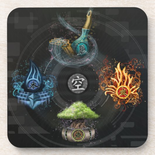 Die Godai fünf Element-Kanji-Kunstillustration Untersetzer (Vorderseite)