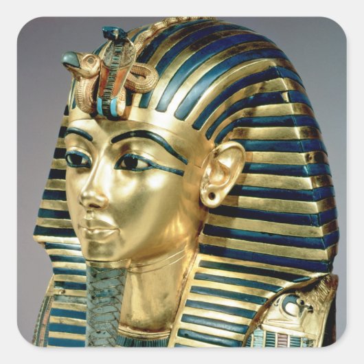 Die Goldbegräbnismaske, vom Grab von Tutankhamun Quadratischer Aufkleber (Vorderseite)