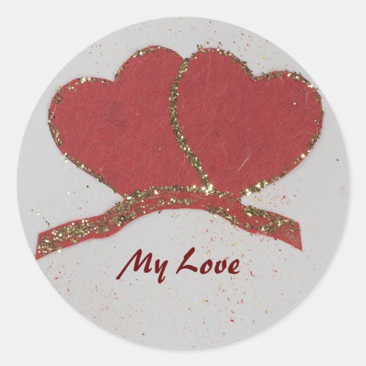 Die Goldbrille des roten Herzens personalisieren V Runder Aufkleber (Vorderseite)
