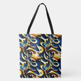 Die Golden Blue Arabesque Tote Bag Tasche