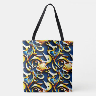 Die Golden Blue Arabesque Tote Bag Tasche