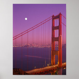 Die Golden Gate Bridge kurz nach Sonnenuntergang, Poster