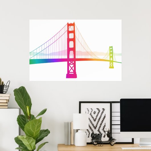 Die Golden Gate Bridge | Rainbow Style Poster (Heimbüro)