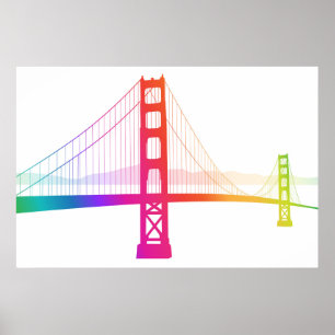 Die Golden Gate Bridge   Rainbow Style Poster