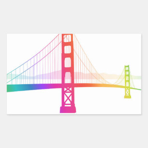 Die Golden Gate Bridge   Rainbow Style Rechteckiger Aufkleber