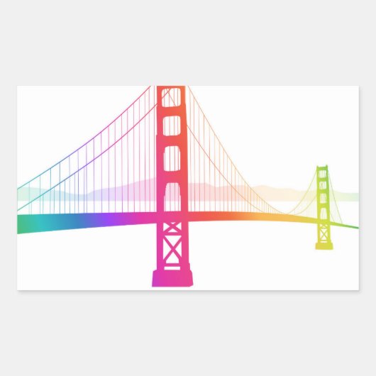 Die Golden Gate Bridge | Rainbow Style Rechteckiger Aufkleber (Vorderseite)