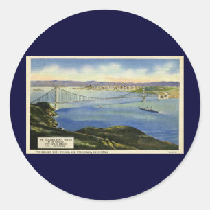 Die Golden Gate Bridge Vintage-Postkarte Runder Aufkleber