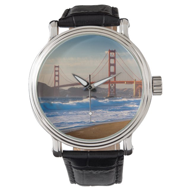 Die Golden Gate Bridge vom Baker Beach Armbanduhr (Vorderseite)
