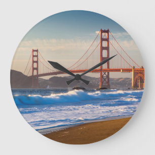 Die Golden Gate Bridge vom Baker Beach Große Wanduhr