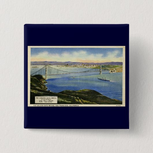 Die Golden Gate Brücke Vintage Postkarte Button (Vorderseite)