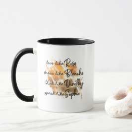 Die Golden Girls Schwarz und Weiß Typografie Gold Tasse