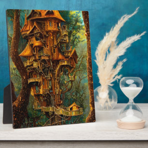 Die goldene Baumhaus   Fantasy-Tischplatte Fotoplatte