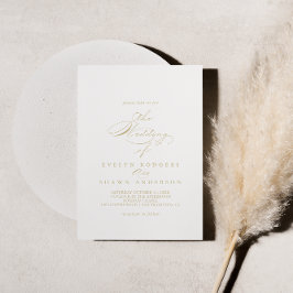 Die goldene, elegante kalligraphische Hochzeit von Einladung