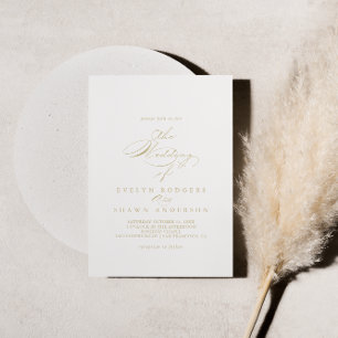 Die goldene, elegante kalligraphische Hochzeit von Einladung