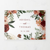 Die goldene, farbenfrohe blumenreiche Hochzeit von Dreifach Gefaltete Einladung (Cover)